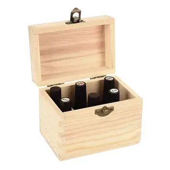 

1pc Essential Oil Case Durable Wooden Portable 6 Slots Nail Polish Essential Oil Bottle Container Organizer Case Box