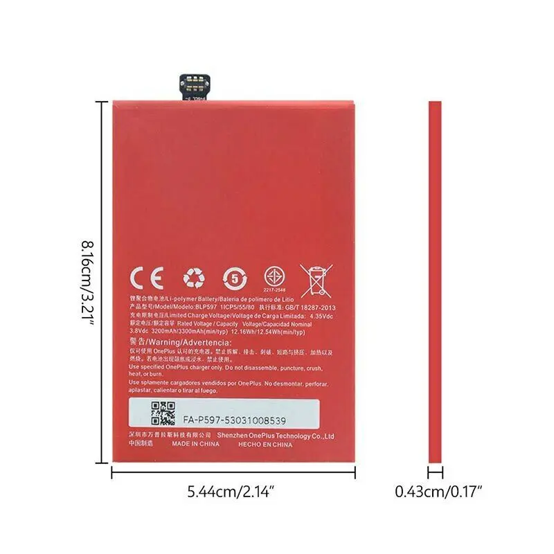 

Original High Quality BLP597 Battery For One Plus 2 A2001 A2003 A2005 3300mAh