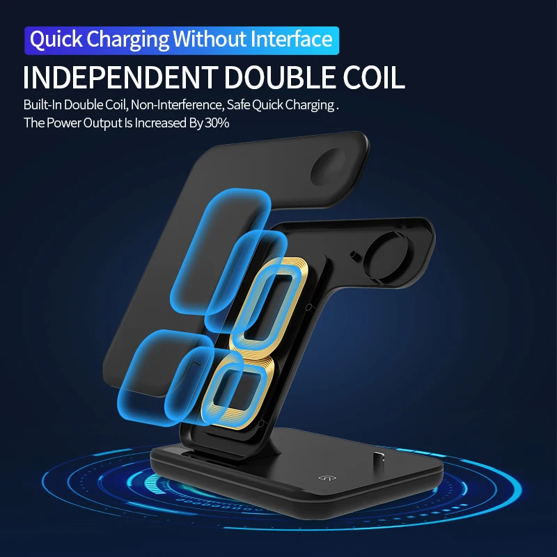 15W Fast Wireless Charger 3 in 1 Qi Charging Dock Station For iPhone 12 11 Pro XS Max XR X 8 Apple Watch SE 6 5 4 3 AirPods Pro