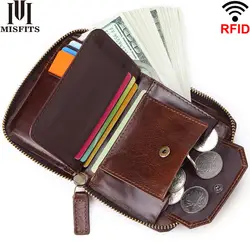 MISFITS Новый RFID мужской короткий кошелек с карманом для монет из натуральной кожи Повседневный маленький кошелек на молнии брендовый дизайн
