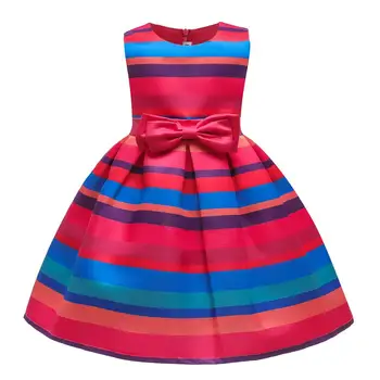 

Children Clothing 2020 Summer Girls Dress Kids Stripe Princess Dresses For Girls Clothes Rainbow Wedding Party Dress 8 10 Years