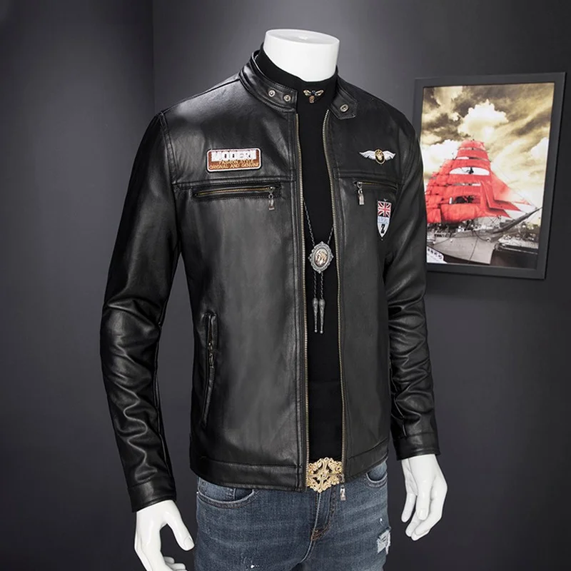 Mens Leather Jackets Fall Winter Coat Faux Coats Biker Motorcycle Male Classic Jacket Top Quality Plus Size 3XL bomber jacket 2