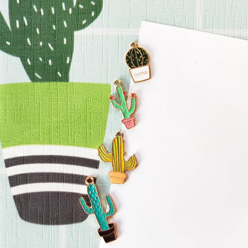 10pcs Fashion Potted Cactus Alloy Charms Pendant Plants Enamel Charm Necklace Earrings Making Dangle Jewelry DIY Materials FX128 10pcs Fashion Potted Cactus Alloy Charms Pendant Plants Enamel Charm Necklace Earrings Making Dangle Jewelry DIY Materials FX128