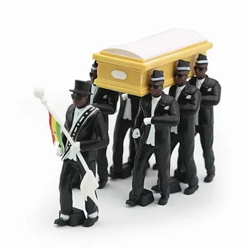 

10cm Stand/Lie Set Hot Fashion Blacks Carry The Coffin Team Figure Blacks Carry The Coffin PVC Action Figure Accessories Toys