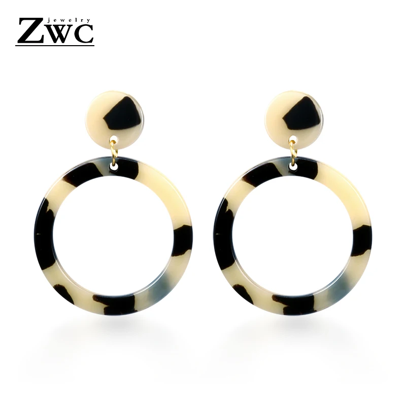 Beige 1 ZWC, винтажные корейские большие серьги для женщин, женская мода, золото, кубический цирконий, висячие серьги, серьги геометрической формы, ювелирное изделие - Окраска металла: Beige 1