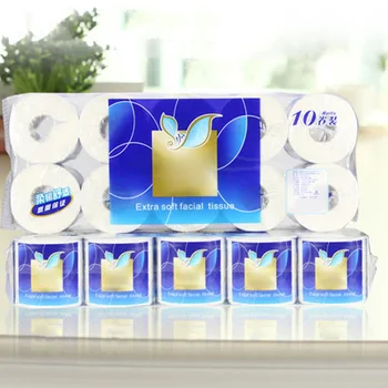 

10 Rolls Toilet Paper Household 4 Layers Tissue Soft Skin-Friendly for Bathroom New HG99