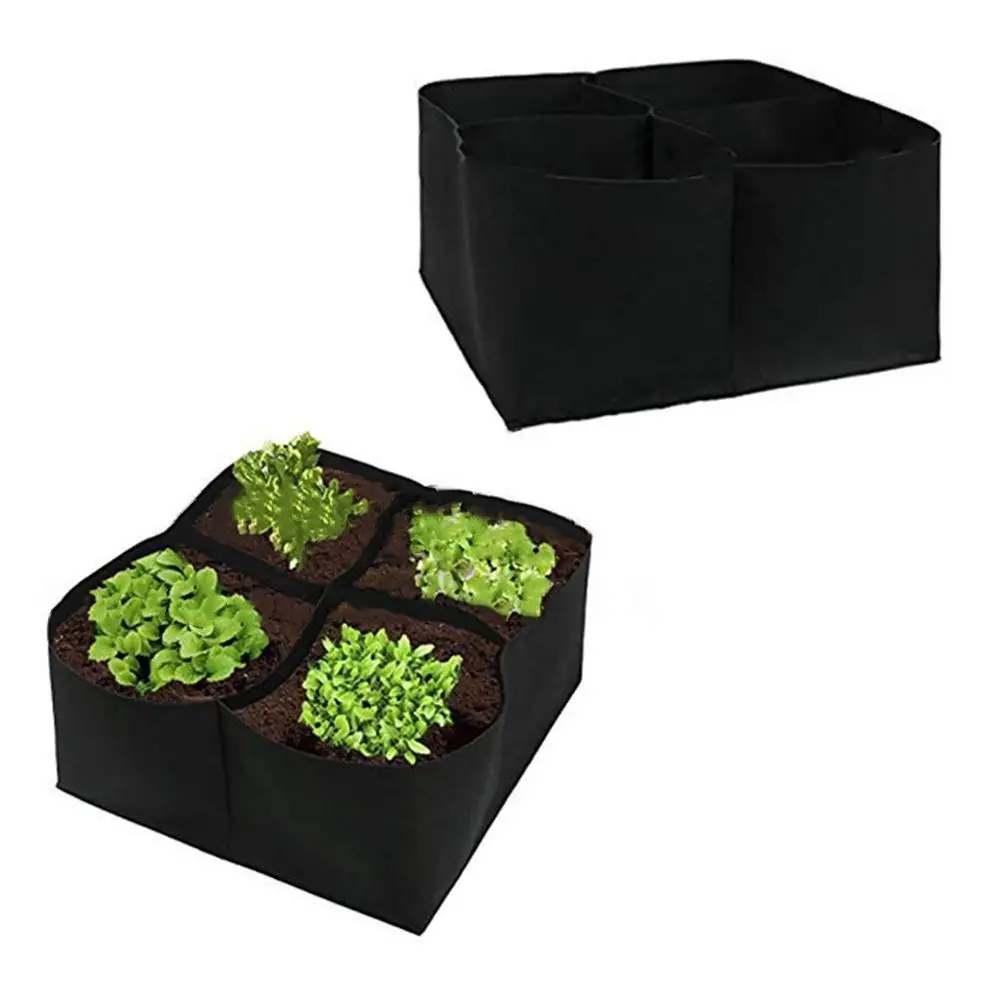 

4 Hole Rectangular Planting Container Planting Bag Non-Woven Fabric Garden Plant Bed Planter Potted Plant Flower Vegetable
