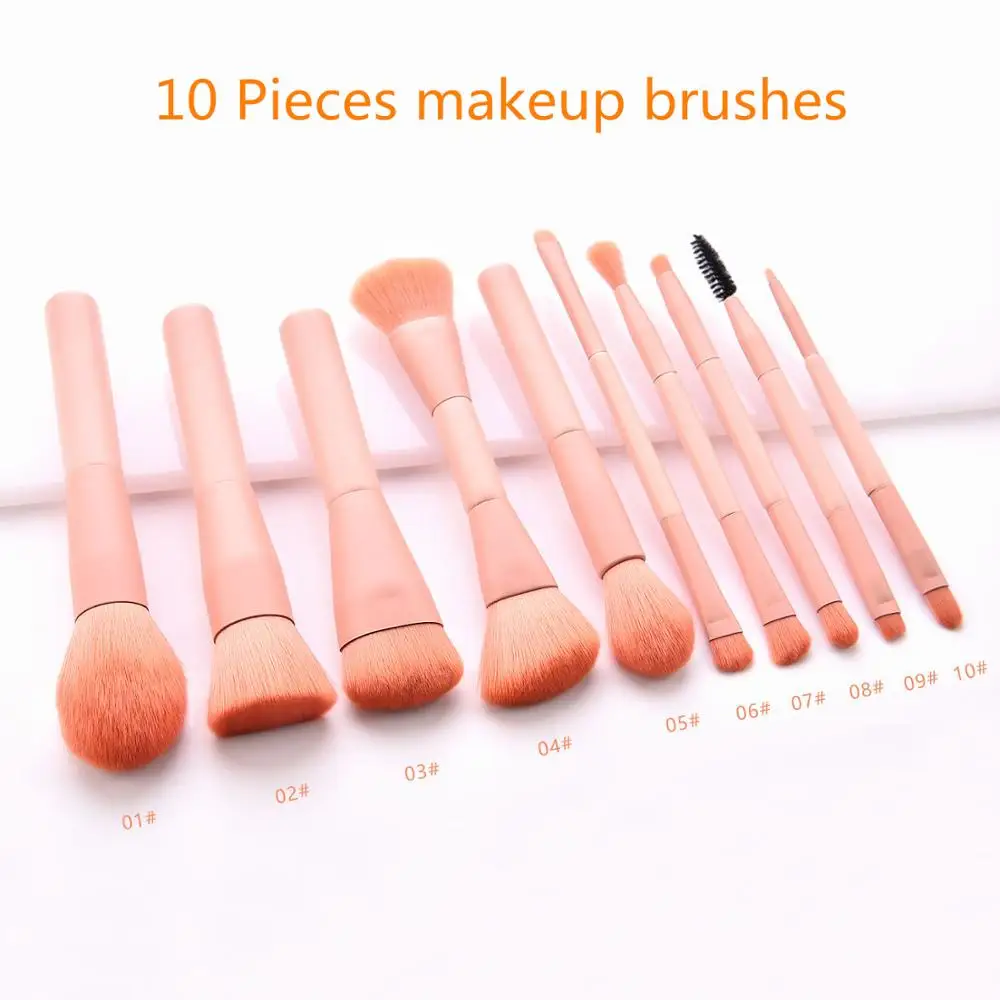 

Makeup Brushes Sets 10pcs Professional Cosmetics Make Up Brush Kits Eye Shadow Eyebrow Foundation Powder Premium Wooden Handles