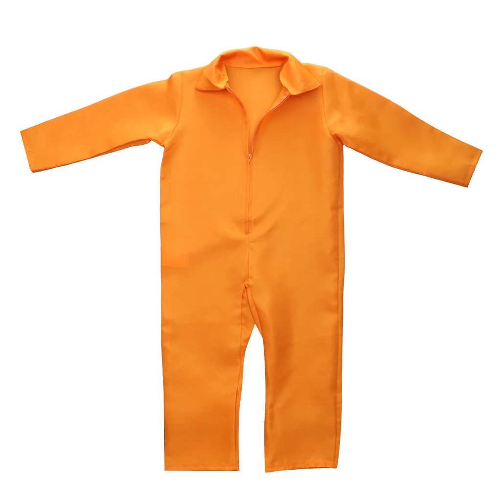 Convict Stag Do Party Fancy Costume Mens Boys Prisoner Overall Orange Jumpsuit 