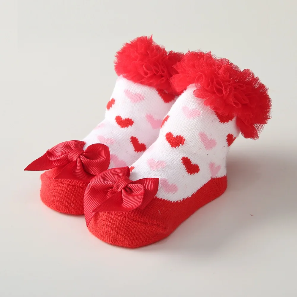 

Baby Socks Spring And Autumn Bright Red Bow Gauze Modeling Baby Floor Socks Heart Shape Jacquard Children Dance Pantyhose 18