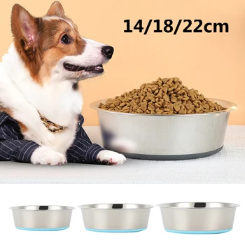 

Stainless Steel Cat And Dog Waterer Bowl Silicone Bottom Pet Dog Bowl Non-slip Thickened Pet Container Pet Supplies