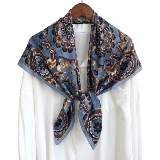Fashion Printed Scarf Women Silk Satin Hijab Scarf Luxury Square Shawl P31B