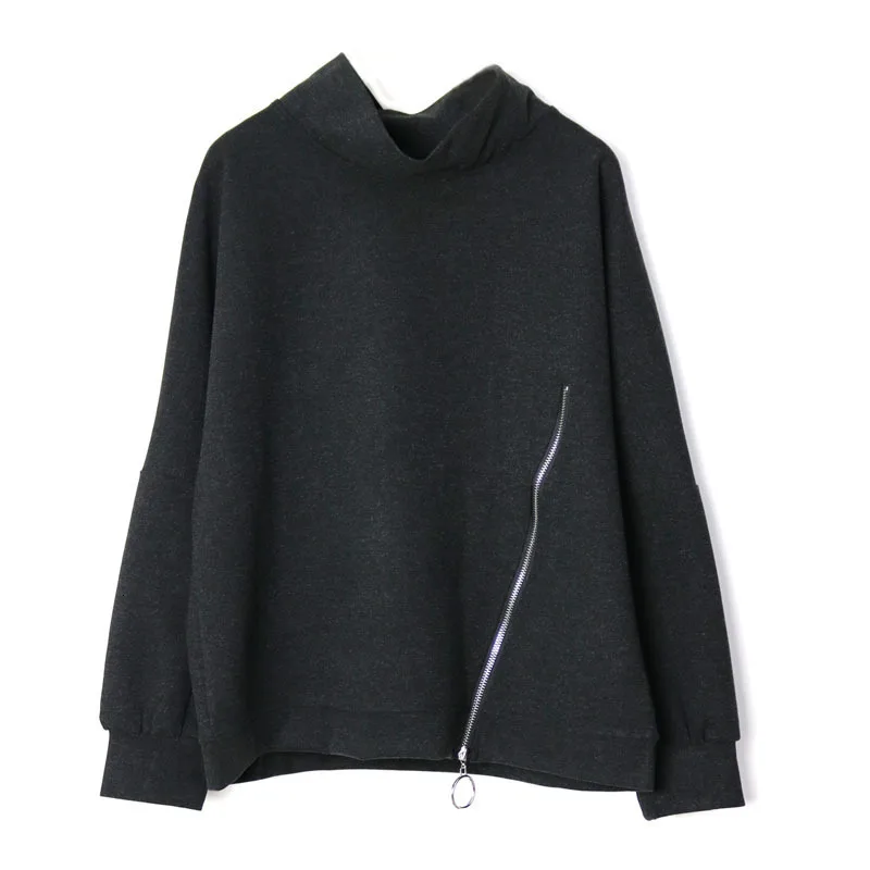 Европейское худи, повседневные женские свитшоты, осень, новинка, необычный воротник-стойка, женские свитшоты, женские топы F465