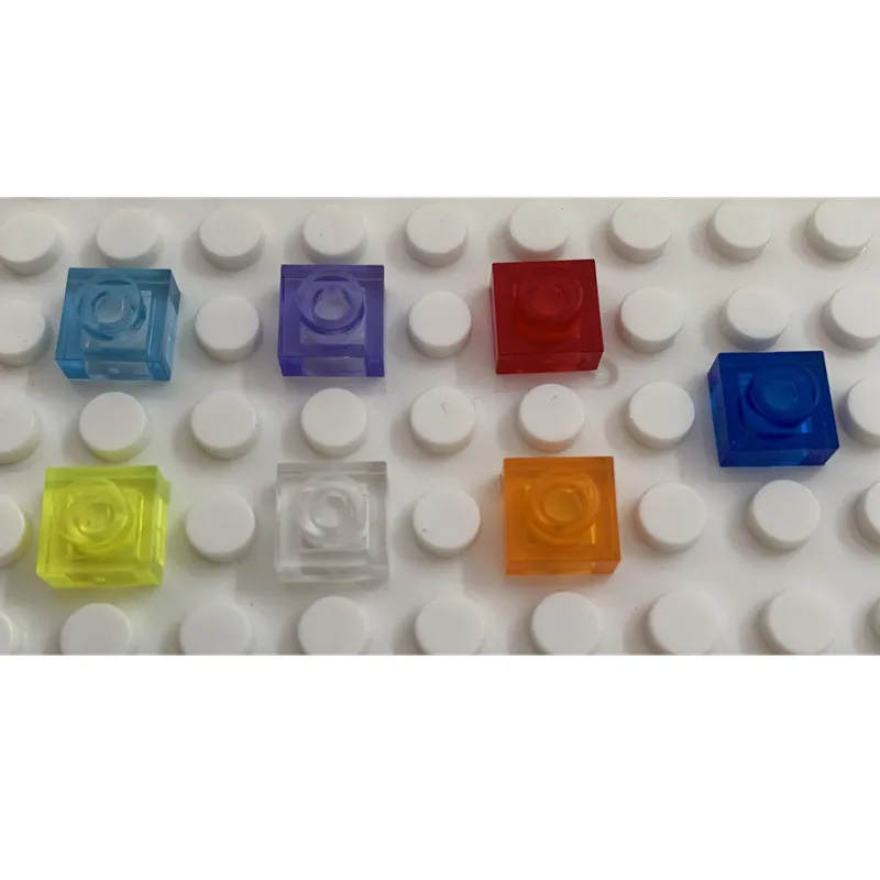 100g/lot 1X1 Thin Brick Small Particles Transparent Parts Compatible with known brand two-Dimensional Code toys for children