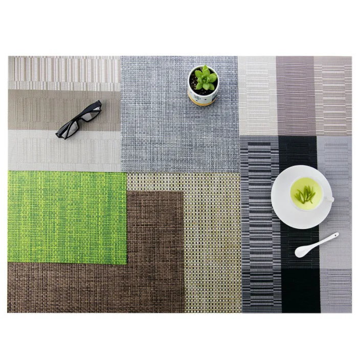 6PCS Placemats Heat-Resistant Stain Resistant Anti-Skid Washable Table Mats Square PVC Placemats-Drop