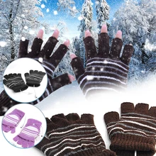 1 пара перчаткосушитель с USB разъемом, вязаные рукавицы с узором в полоску, грелка для рук, зимняя теплая грелка для рук, электрическая теплая перчатка унисекс