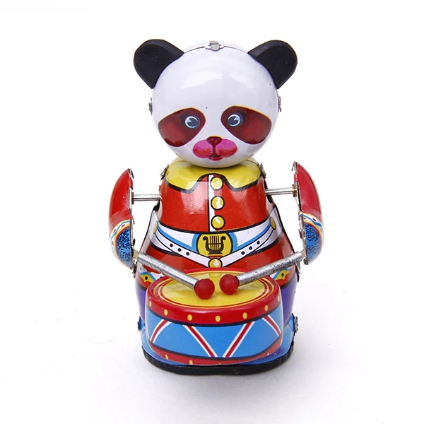 Vintage Wind Up Panda Bear Drummer Clockwork Toy W/ Key Great Collectible Gift
