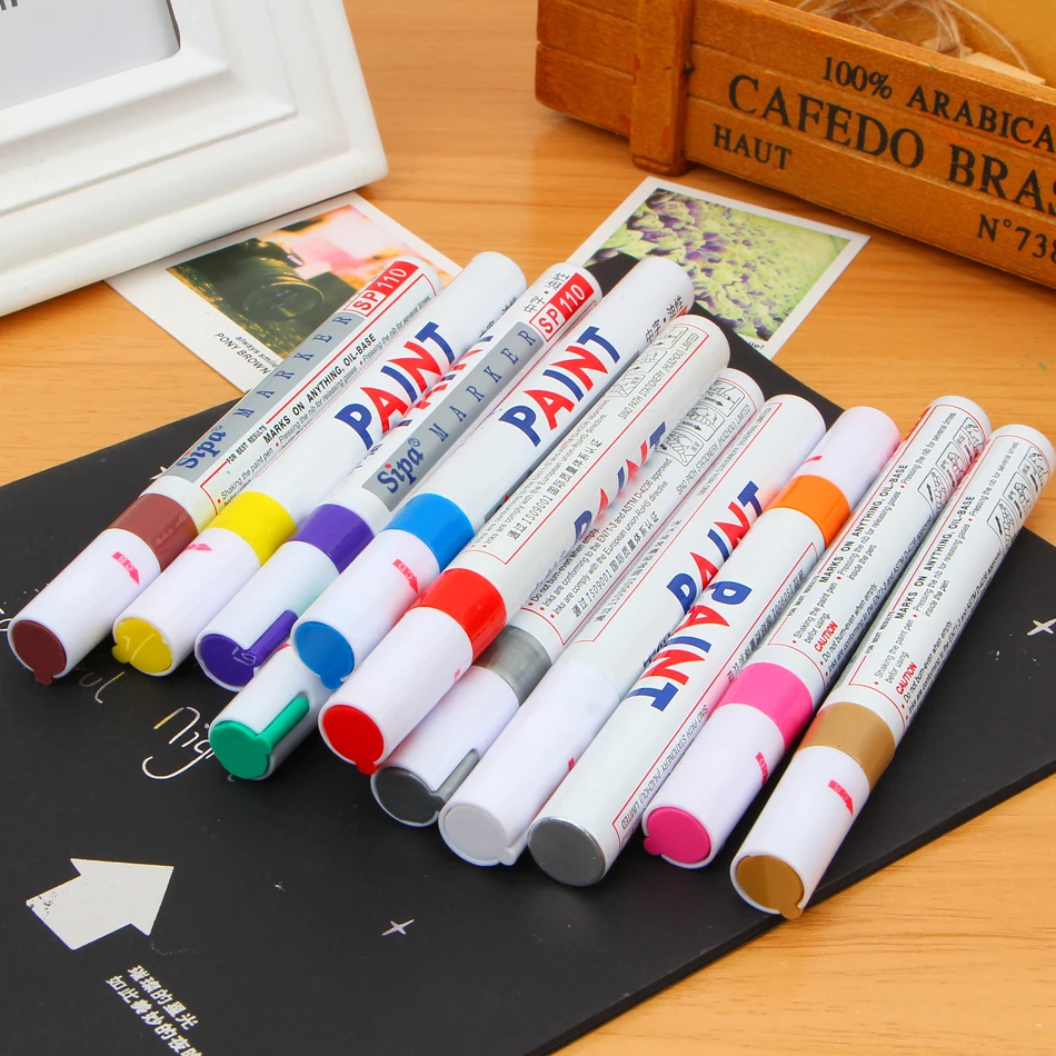 9 colors white waterproof permanent paint marker pen car tyre rubber tread diy artist paintbrush office school supply stationery Special Offer Sale For Finecolour 12 Colors Waterproof Car Tyre Tire Tread Rubber Metal Permanent Paint Marker Pen