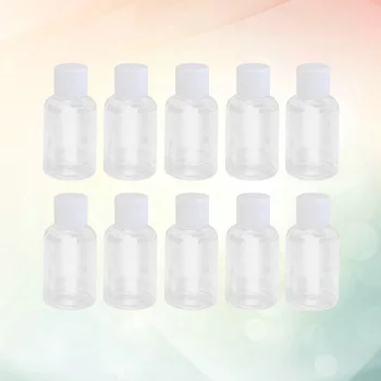 

10Pcs 50ml Empty Plastic Sample Bottle Container Jar Pot Vial with Flip Lid Perfect for Emollient Water Shower Gel Emulsion (Cap