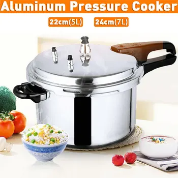 

5/7L Aluminum Alloy Pressure Cooker Kitchen Cookware Fast Cooking Beans Meats Vegetables Soup Outdoor Camping Supplies Equipment