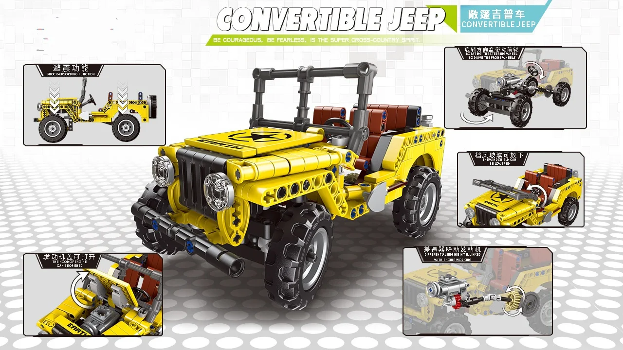 

In Stock 07006 TECHNIC Car Series The Convertible Jeep Sets Building Blocks Off-Road Car Bricks Compatible Juguetes Octonauts