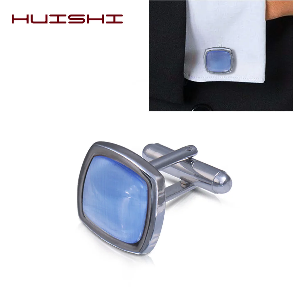 Mens Cufflinks Opal Stone Cats Eye Metal Rhinestone French Style For Mens Shirt