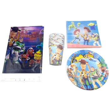 

61pcs/lot Birthday Party Table cover Toy Story Boys Favors Tableware Set Plates Dishes Baby Shower Decorate Maps Cups Napkins