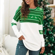 Рождественский женский свитер, блузка с принтом лося, Топ с длинным рукавом, джемпер, пуловер, топы, Рождественские Зимние женские теплые мягкие рубашки для девочек