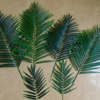 

5pcs/set Artificial Plastic Leaves green plants Fake Palm Tree Leaf Greenery for Floral flower Arrangement wedding decoration