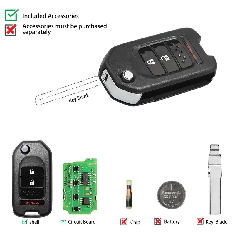 Универсальный пульт дистанционного управления Xhorse VVDI2 xjo02en 2 + 1 кнопка для Honda ТИП