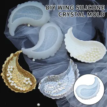 

Transparent UV Epoxy Resin Molds Tools Silicone Feather Wing Shaped Dish and Plate Making Mold for Decoration DIY Supplies