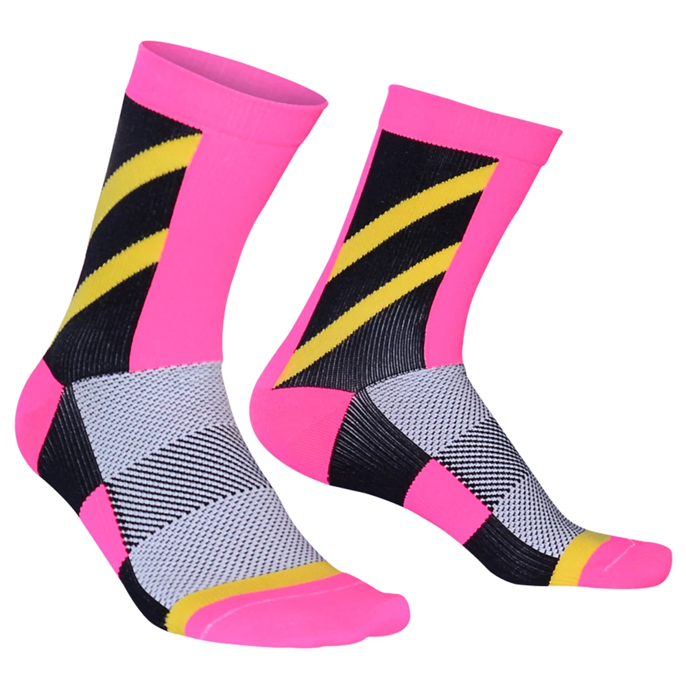 Нескользящие дышащие Компрессионные спортивные носки для велосипедистов, мужские и женские носки для бега, пешего туризма, альпинизма - Цвет: Rose