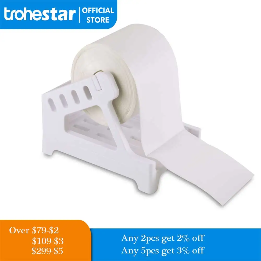 Trohestar Label Holder for Rolls and Fanfold Labels Work with Desktop Label Printer (White) Shipping label printer holder