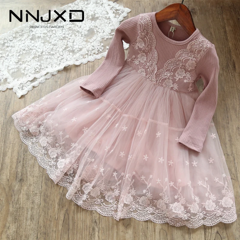 3 4 7 8 Years Girl Winter Autumn Long Sleeve Girls Dress 2021 Lace Mesh Kids Dresses For Birthday Party Princess Casual Clothes | Детская