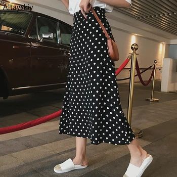 

Skirts Women Spring Summer Korean Style Trendy All-match Simple Elegant Kawaii Ulzzang High Quality Ankle-Length A-Line Dot Chic