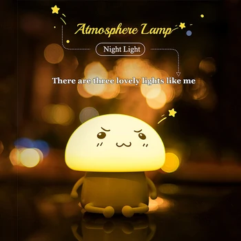 

Novedades Night Lights USB Rechargeable Atmosphere Lamp Cartoon Luminous Silicone ABS LED Night Light Built-in Battery 1200 MAh