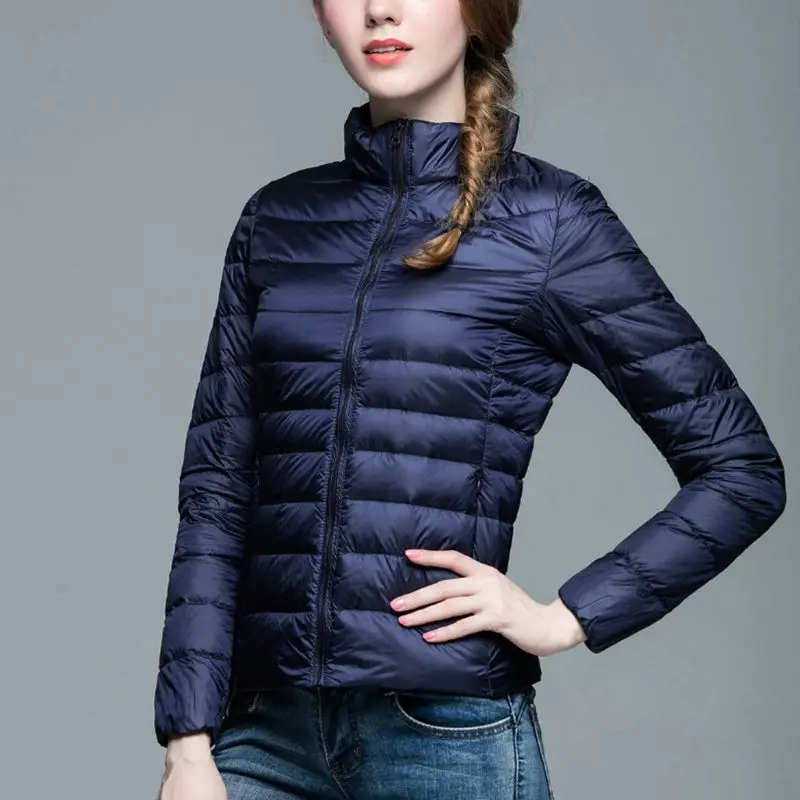 Uniqlo Стильная Женская легкая куртка на утином пуху, зимняя теплая верхняя одежда, пальто-пуховик, высокое качество, бренд