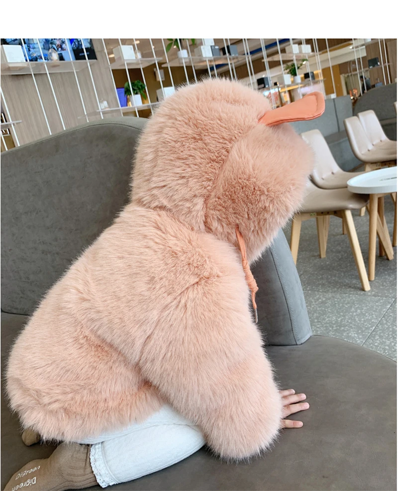 Nette Große Ohren Plüsch Baby Jacke Herbst Winter Warme Faux Pelz Mäntel Für Mädchen Mit Kapuze Schnee Mantel Weiche Kinder Outwear Kleidung – Detail 11