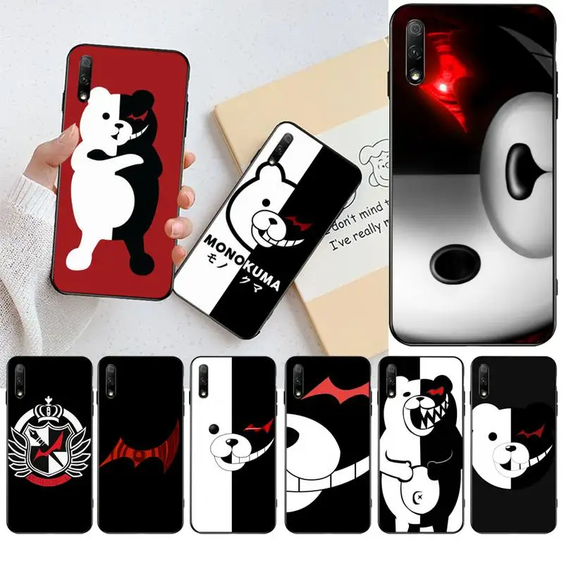 Мягкий силиконовый черный чехол Kumamon Danganronpa Monokuma для телефона Huawei Honor 30 20 10 9 8 8x 8c v30