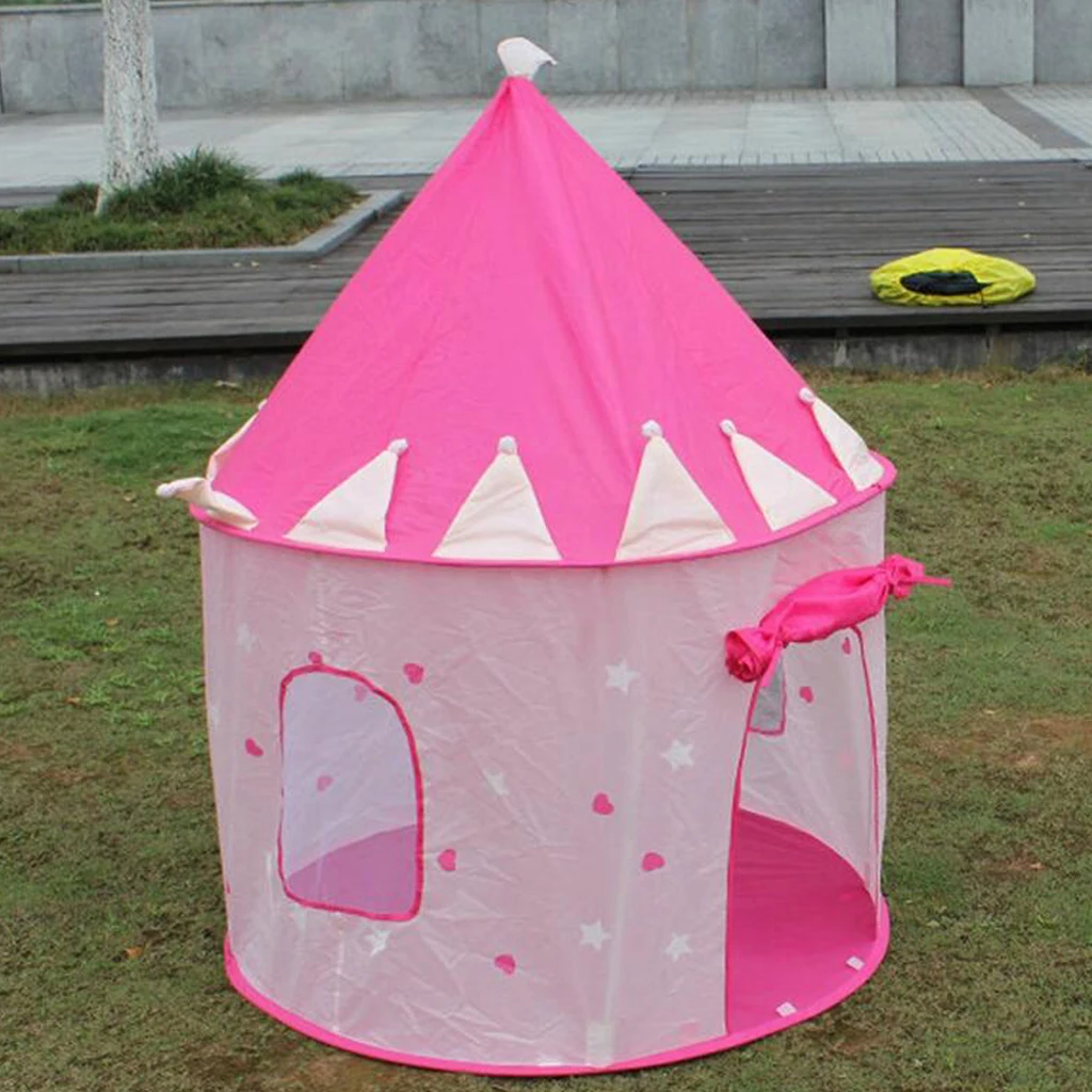 Portable Travel -up Play Tent Pink Girls Playhouse Castle House Hut Toy