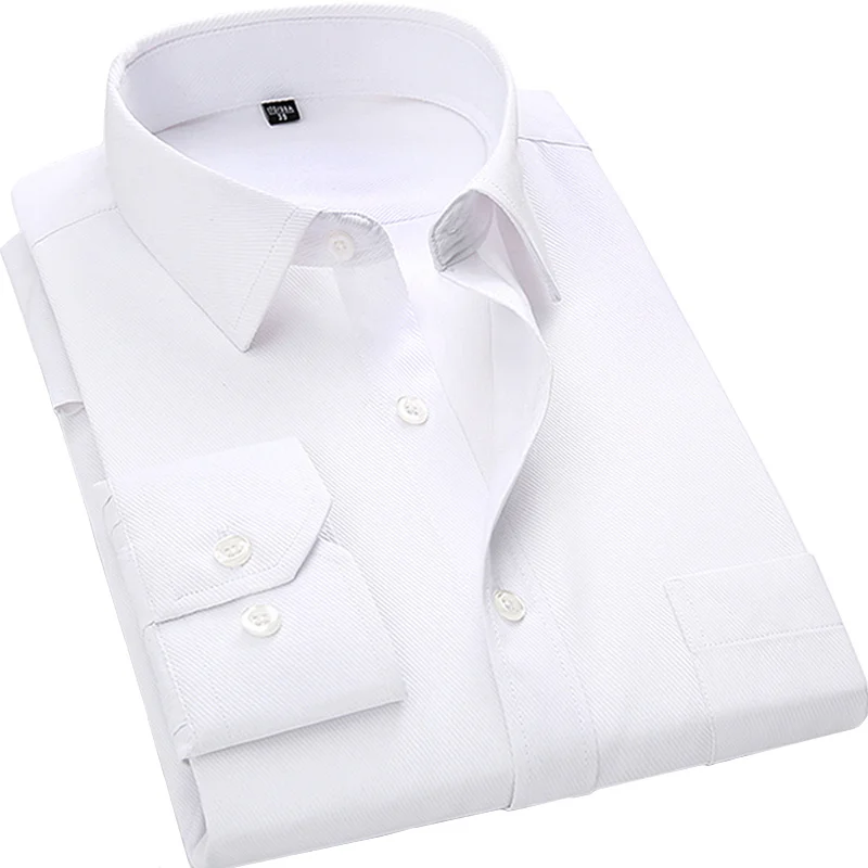 Мужская рубашка размера плюс 5XL 6XL 7XL 8XL белая черная синяя розовая повседневная мужская деловая рубашка с длинным рукавом высокого качества - Цвет: 8868-5 White Twill