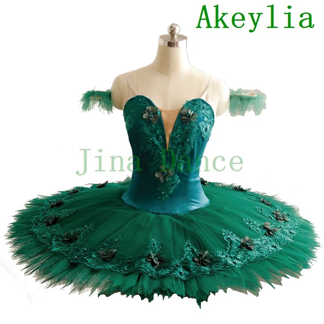 Dark Green velvet Professional Ballet Dance Tutu Costumes Girls turquoise blue Solo Dance Performance Classical Tutu Dress cyan