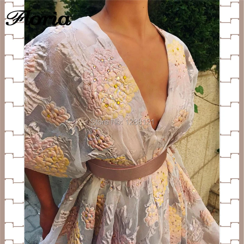 A Line V Neck Muslim Evening Pageant Dresses Fashionable Couture Arabic Beading Prom Dress For Party Robe De Soiree Turkish