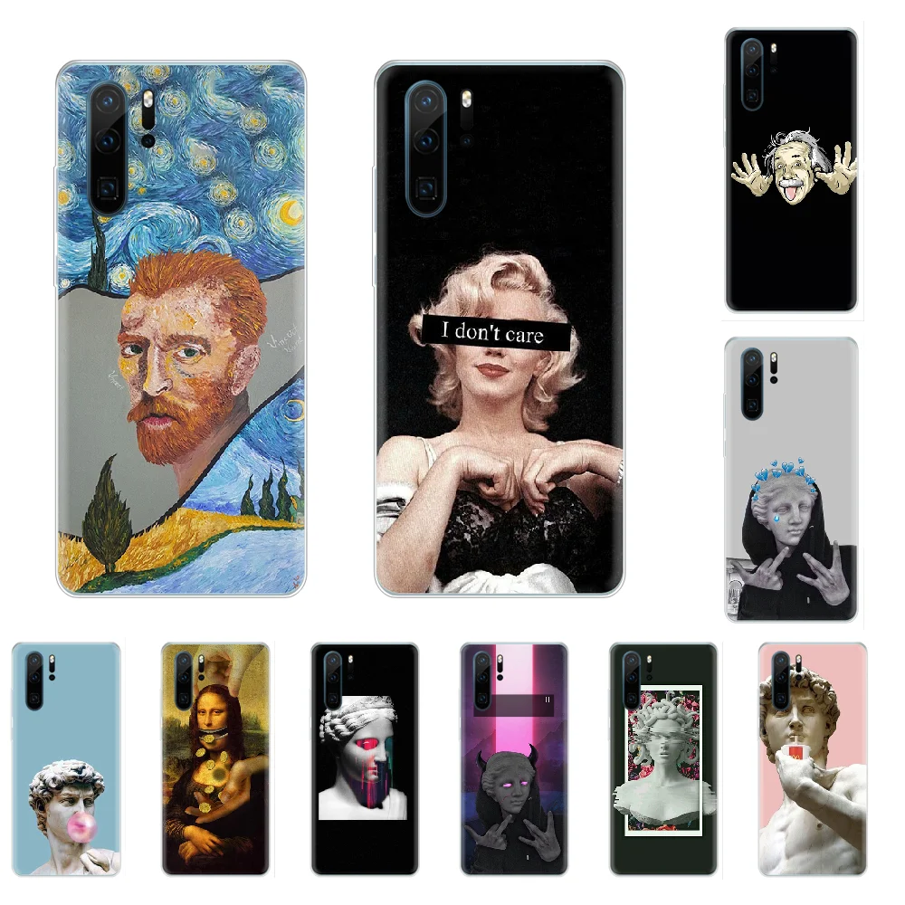Эстетический Mona Lisa Van Gogh David art чехол для телефона с рисунком Huawei P8 P9 P10 P20 P30 Pro Lite smart