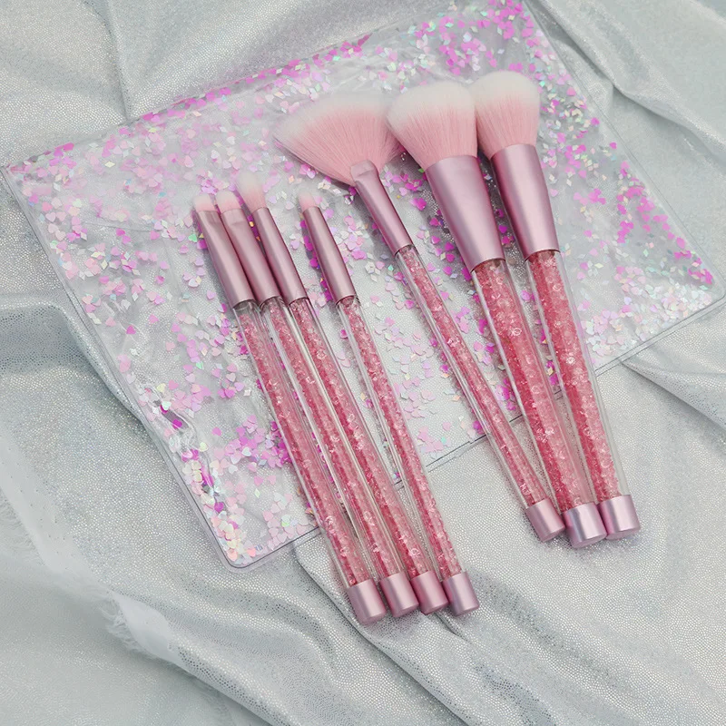

7 Pcs Glitter Diamond Crystal Handle Makeup Brushes Set Powder Foundation Eyebrow Face Make Up Brush Cosmetic Tool Kit