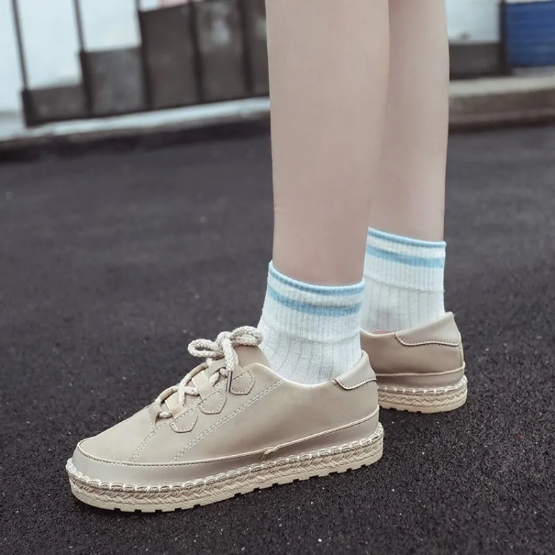 

Summer Sneakers Women White Vulcanized Shoes Classic Female Lace-Up Flat Trainers Ladies Casual Shoes Zapatos Mujer K19-53