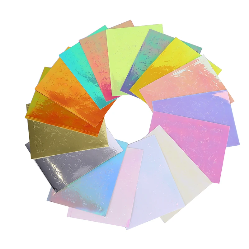 Laser Neon Colorful Designs 3d Nail Art Sticker 16 Colors Fire Flame Nail Decal Accessories