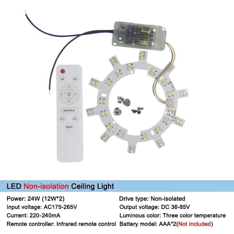 Smart2.4G инфракрасный Promise AC85-265V с потолочным пультом дистанционного управления Светодиодный светильник для потолочного светильника - Body Color: d-12x2WNoisolation