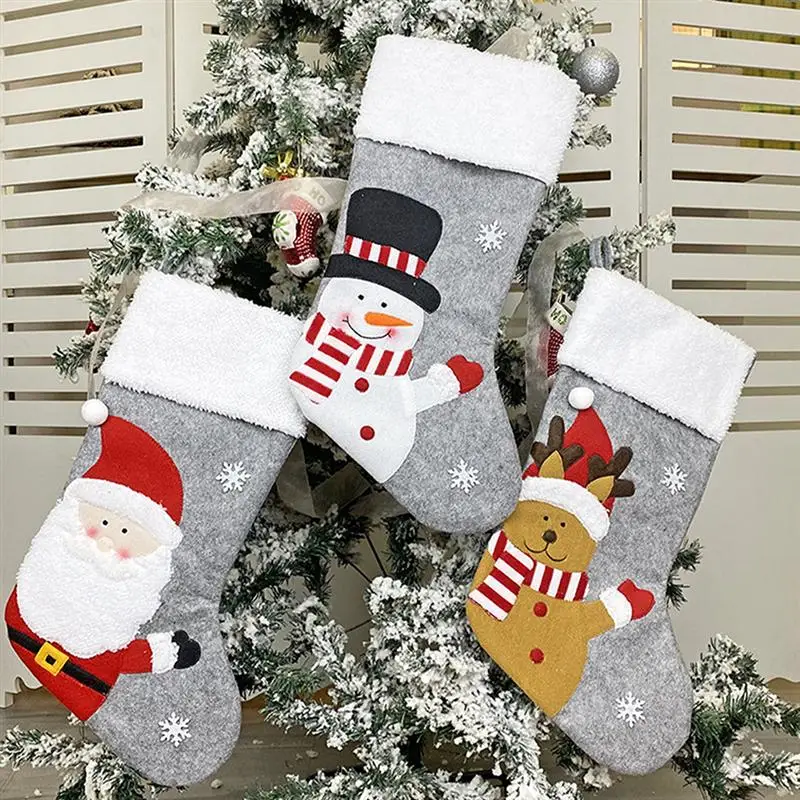Snowman Santa Xmas Stocking Bag Decor Wedding Home Party Candy Gift Handbag 