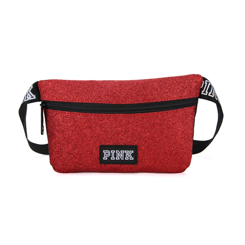 Новая розовая поясная сумка, спортивные сумочки с блестками и блестками, спортивная сумка heuptas, женская пляжная сумка, сумка для фитнеса с карманами, пояс, P-20 - Цвет: Красный